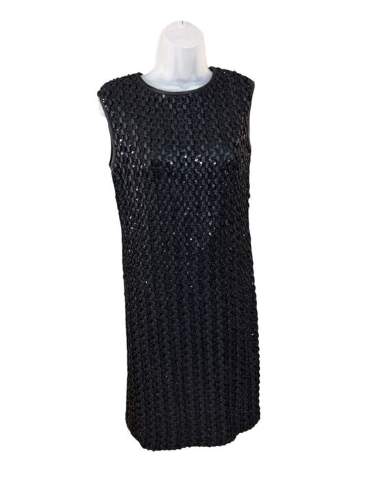 Carol Craig Dresses & Skirts - Vintage Carol Craig Black Sleeveless Sequin Textured Shift Dress Womens Size 12